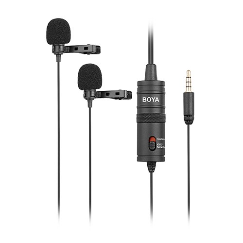 m1dm-1-500x500-1.jpg Boya BY-M1DM Dual Omni-Directional Lavalier Microphone (3.5mm, Dual-Head) - Image 1