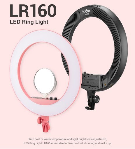Godox-LR160-Bi-Color-Ring-light.jpg Godox LR160 Bi-Color Ring Light with Stand - Image 1