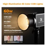 K&F Concept PL-60B 60W COB LED Video Light - Image 2