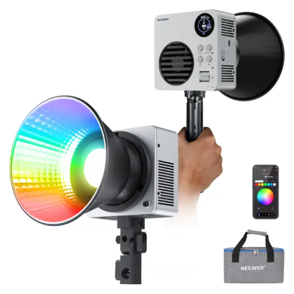 NEEWER-HB80C-80W-RGBWW-Mini-COB-LED-Video-Light-Basic-Kit.webp Neewer HB80C 80W RGBWW Mini COB LED Video Light - Image 1