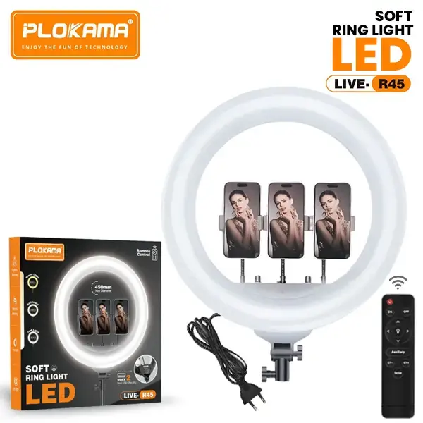 Plokama-R45-Soft-LED-Ring-Light.webp Plokama R45 Soft LED Ring Light - Image 1