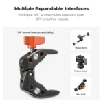 K&F Concept KF31.097 MS-26 Multi-Functional Super Clamp with 1/4" Ball Head & Action Camera Adapter - Image 4