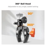 K&F Concept KF31.097 MS-26 Multi-Functional Super Clamp with 1/4" Ball Head & Action Camera Adapter - Image 5
