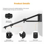 K&F Concept KF34.048 Adjustable Wall-Mount Triangle Boom Arm (130cm) - Image 3